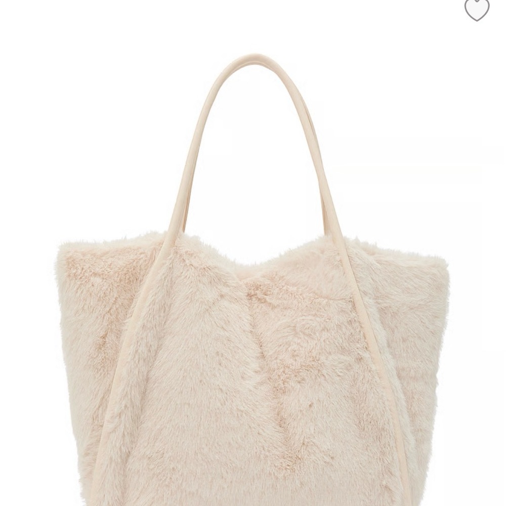 NWT Victorias Secret Cream Faux Fur Tote Bag - Picture 4 of 6
